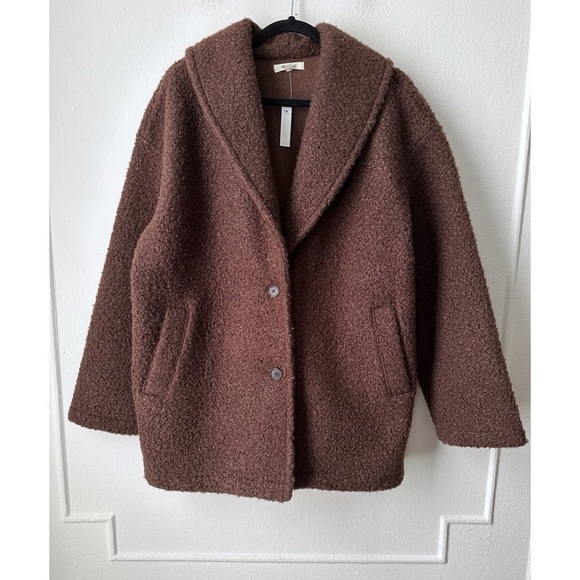 Madewell Pebbled Faux Shearling Shawl Collar Coat - Picture 2 of 5